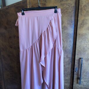 Pink wrap skirt with flare